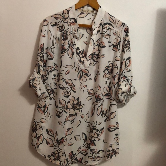 Liberty Love Tops - Liberty love while with flowers blouse
